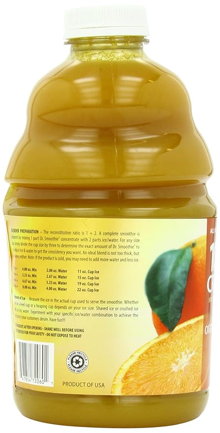 Dr. Smoothie 100% Crushed Fruit Concentrate Orange Tangerine 46-Ounce Bottles (Pack of 2)