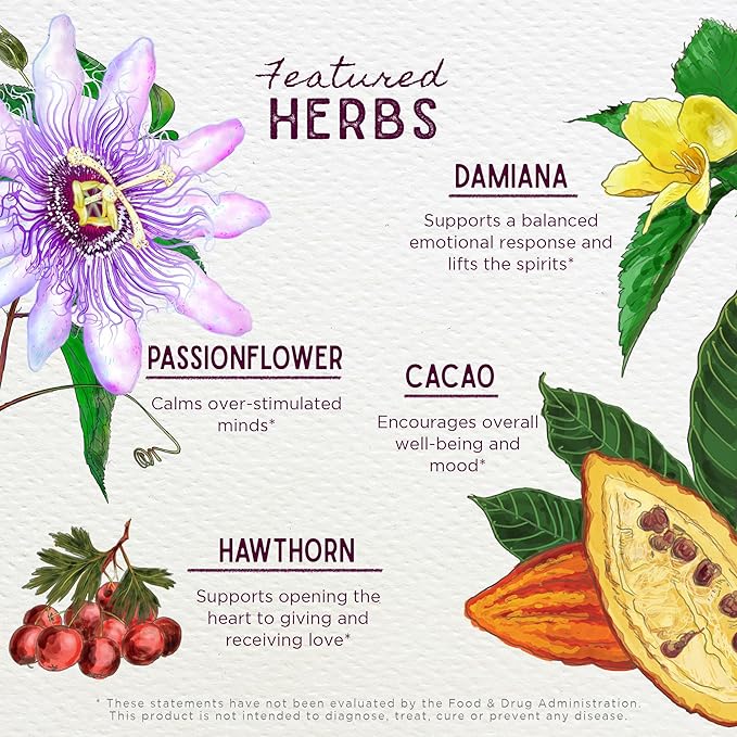 WishGarden Herbs Liquid Bliss Mood Elevator - Plant-Based Herbal Supplement with Organic Cacao Cotton Root Passionflower Increases Sense of Connection 4oz
