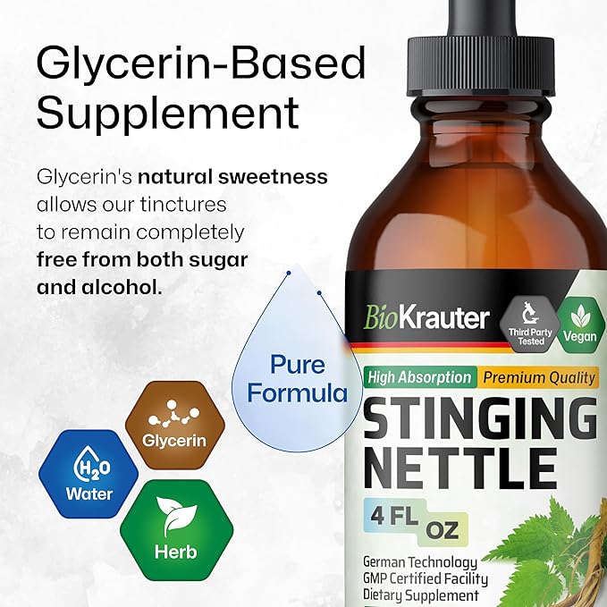 BIO KRAUTER® Stinging Nettle for Seasonal Support - Stinging Nettle Root Tincture (Urtica Dioica) 680 mg for Urinary Tract Support &amp Daily Wellness - 4 Fl.Oz. 56 Days of Supply Sugar &amp Alcoh