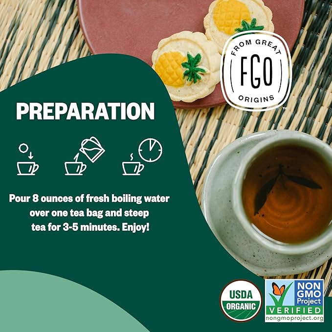 FGO Organic Moringa Mint Tea 100 Count Eco-Conscious Herbal Tea Bags Resealable Bag Caffeine Free Packaging May Vary (Pack of 1)