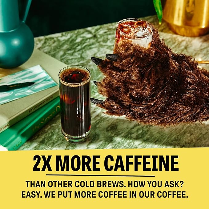 Wandering Bear Extra Strong Organic Cold Brew Coffee On Tap Straight Black 128 fl oz (1 gallon) - 2 Pack - Smooth Unsweetened Shelf-Stable and Ready to Drink &amp Vegan Cold Brew