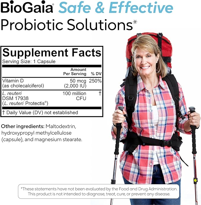 BioGaia Protectis Immune Active Probiotic | Probiotic + Vitamin D | Supports Immune Digestive and Overall Health | Probiotics for Men &amp Women | Capsules | 60 Day Supply