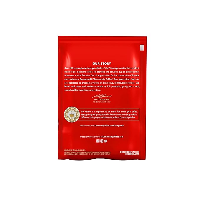 Community Coffee New Orleans Blend Dark Roast Pre-Measured Coffee Packs 3.0 Ounce Each (Box of 20)