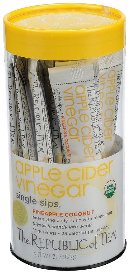 Republic Of Tea Tea Acv Pineapple Coconut Single Sip Organic 0.2 Ounce 14 Count