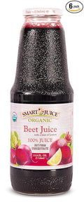 Smart Juice Organic Beet Juice - 33.8 fl oz (1L) - (Pack of 6) 100% Juice Not From Concentrate