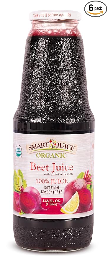Smart Juice Organic Beet Juice - 33.8 fl oz (1L) - (Pack of 6) 100% Juice Not From Concentrate