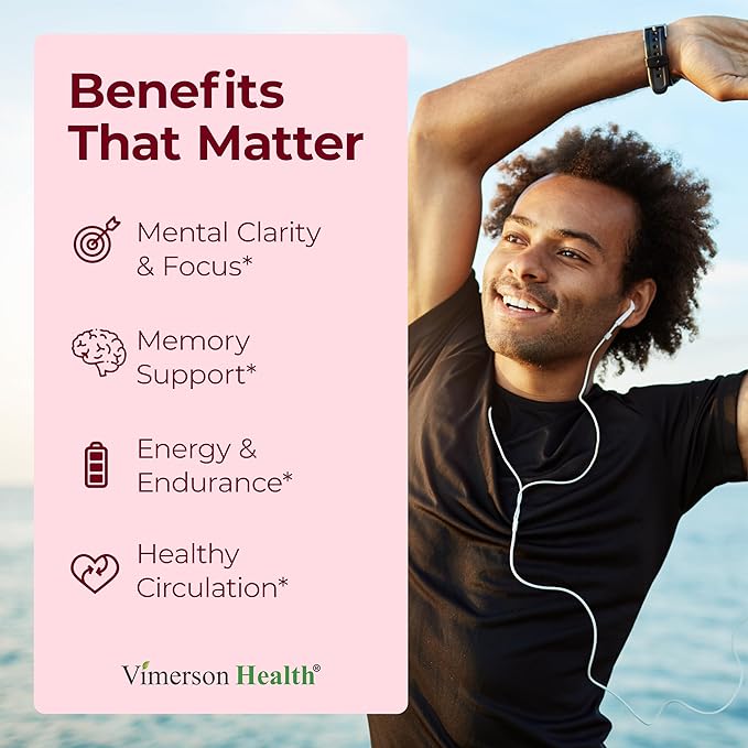 Asian Ginseng and Ginkgo Biloba Supplements – Panax Ginseng Extract 700mg + Ginko Biloba 720mg – Nootropic Brain Supplement for Memory Focus &amp Sustained Energy – 60 Easy-to-Swallow Capsules