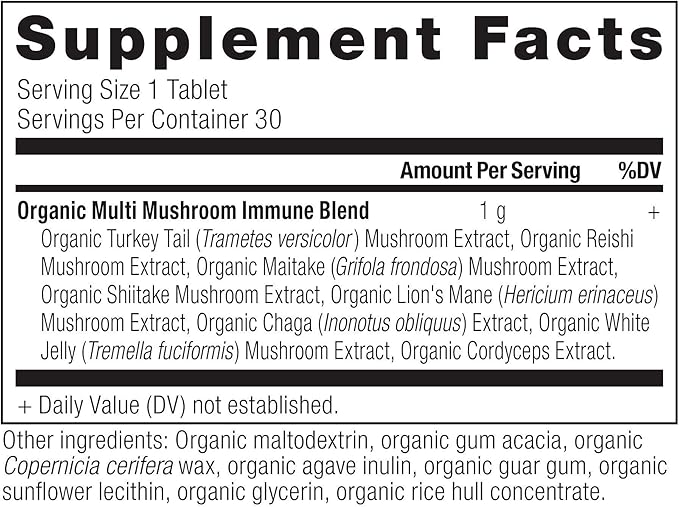 Ancient Nutrition Mushroom Supplement Organic Multi Mushroom Immune Support Tablet Supports Stress Response Gluten Free Paleo and Keto Friendly 30 Count