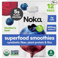 Noka Superfood Fruit Smoothie Pouches Blueberry Beet Healthy Snacks with Flax Seed Prebiotic Fiber and Plant Protein Vegan and Gluten Free Organic Fruit &amp Veggie Squeeze Pouch 4.22 oz 12 Co