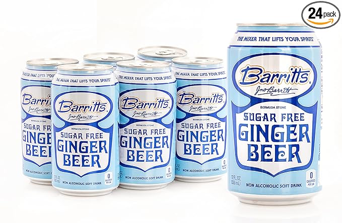 Barritt's Sugar Free Diet Ginger Beer Non-Alcoholic Soda Cocktail Mixer 12 fl oz Cans 24 Pack No Aspartame