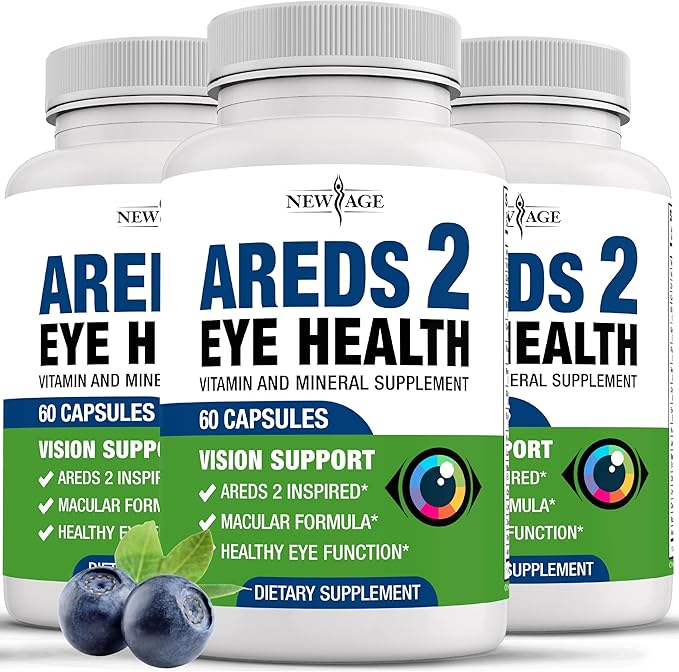 NEW AGE AREDS 2 Eye Vitamins - Lutein Zeaxanthin Bilberry Astaxanthin Mineral Vision Supplement - 180 Count