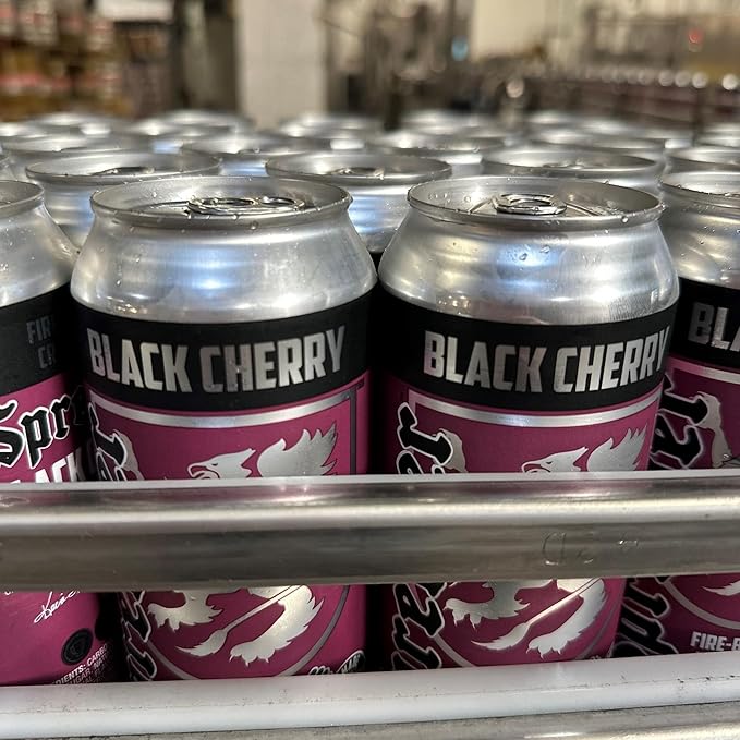 Sprecher Black Cherry Soda 16 fl oz Cans (12 Pack) Fire-Brewed with Real Honey &amp Door County Cherry Juice – Handcrafted Caffeine-Free Gourmet Beverage
