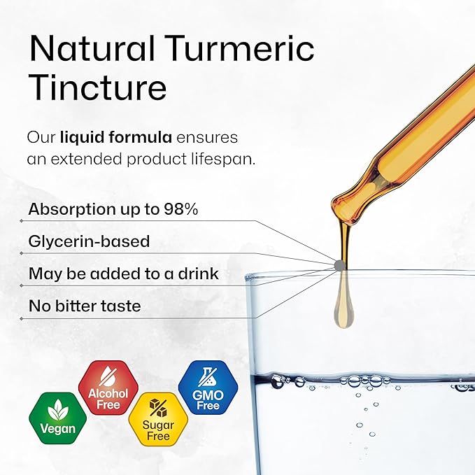 BIO KRAUTER® Turmeric Supplement for Joint Support - Pure Vegan Curcumin with Black Pepper 2 Fl.Oz 28 Days of Supply - Curcumin Drops 1200 mg for Antioxidant &amp Immune Support - Alcohol &amp Sugar