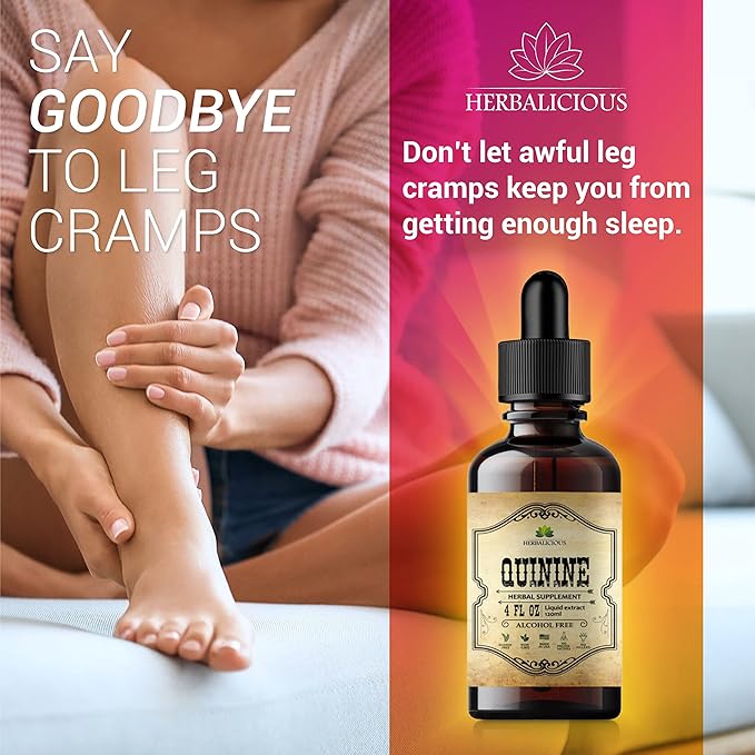 Quinine Liquid Extract 4oz – Restless Legs Syndrome Relief &amp Leg Cramps PM Nighttime Cramp Relief – All-Natural Cinchona Officinalis Bark Tincture for Cramp Defense Digestive Health &amp Immune