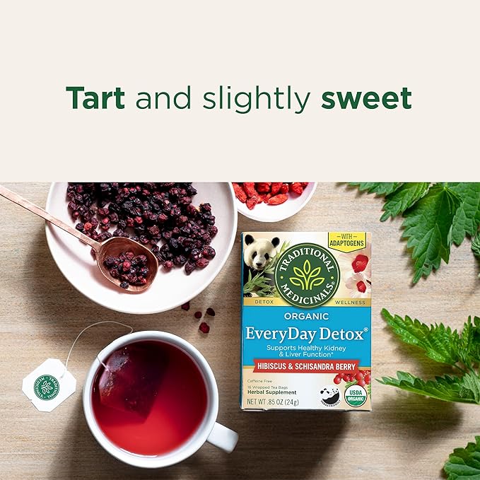Traditional Medicinals Tea Organic Everyday Detox Schisandra Berry - Supports Healthy Liver Function Detox - Kosher Non-GMO Caffeine-Free - 96 Tea Bags (6 Pack)