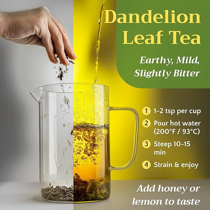 Natural Dandelion Leaf Herb Tea - Cut and Sifted Dried Leaves - Loose Herbal Bulk 1lb (16 oz)