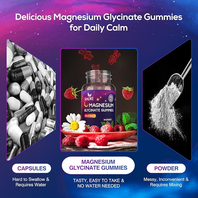 Magnesium Glycinate Gummies 400mg High Absorption Magnesium Gummies with L-Theanine Ashwagandha &amp GABA for Relaxation Stress Relief &amp Sleep Sugar Free Vegan 60 Raspberry