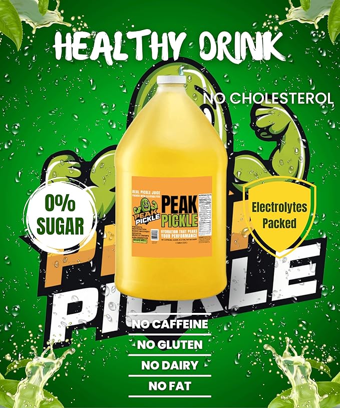 Peak Pickle Dill Pickle Juice - 1 Gallon Sports Drink For Leg Cramps- Pickle Juice Gallon for Muscle Cramp Relief