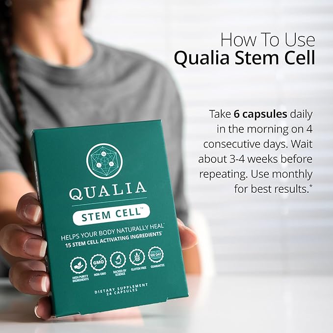 Qualia Stem Cell — Stem Cell Supplement Support with Royal Jelly Astragalus &amp Sea Buckthorn | 16 Ingredients | 4 Days a Month | Helps Body Naturally heal*