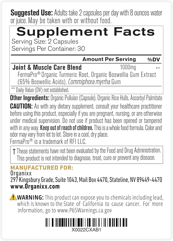 Organixx Clean Sourced Collagens (20 Serv) &amp Joint &amp Muscle Care (60 Caps) Bundle Collagen Protein plus Organic Turmeric Frankincense &amp Myrrh Supports Joint Skin Hair &amp Immune Hea