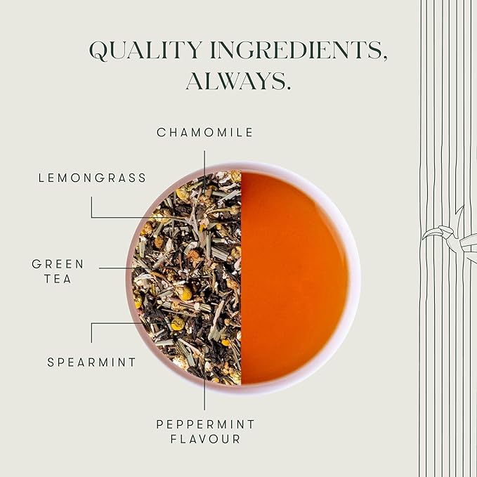 Luxmi Estates Minty Mile Organic Chamomile Mint Green Tea (50 Tea Bags) Low Caffeine Tea Bags For Relaxing Calming and Stress Relief With Certified Organic Darjeeling Makaibari Green Tea