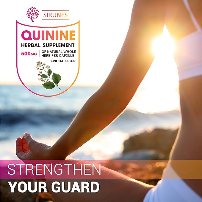 Leg Cramps Relief Quinine Capsules – Natural Cinchona Bark Supplement for Cramp Defense &amp Digestive Health – 500 mg Quinine Pills 120 Tablets Non-GMO Gluten-Free
