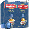 Roastesso Aluminum Espresso Capsules Sunset Decaf Decaffeinated Pods Compatible with Nespresso Original Machines Mild Roast Intensity 8 Recyclable Coffee Capsules Packed in USA (80 Count)