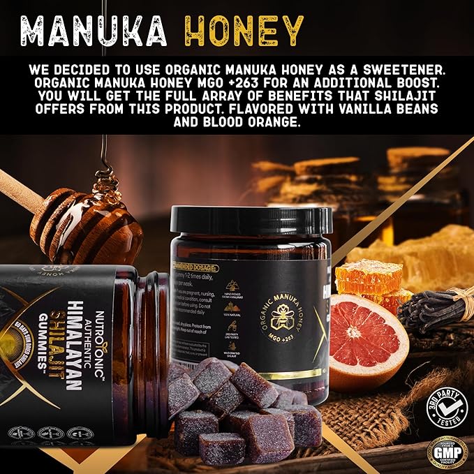 Organic SHILAJIT Gummies by NutroTonic | Shilajit for Men &amp Women | Cane Sugar Free Sweetened by Organic Manuka Honey | Clean Formula | Natural Fulvic &amp Humic Acid | 30 Healthy Gummies (6)