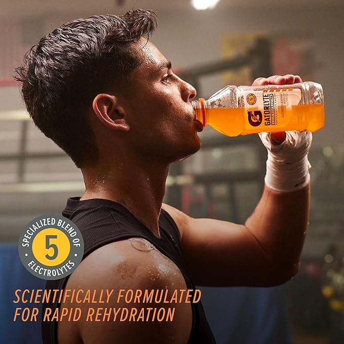 Gatorlyte Rapid Rehydration Electrolyte Drink Strawberry Kiwi Specialized Blend of 5 Electrolytes Lower Sugar No Artificial Sweeteners or Flavors 20 fl oz Bottles (12 Pack)