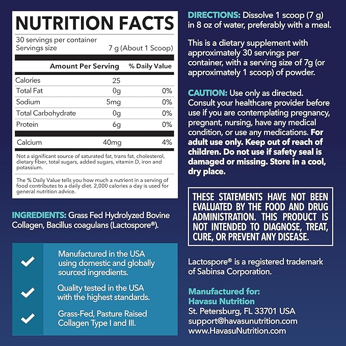 Collagen Peptides Powder with Probiotics - Grass-Fed Hydrolyzed Type I &amp III for Hair Skin and Nail Health - GLP-1 Nutritional Support for Digestion - Easy-to-Mix Unflavored 1-Month Supply