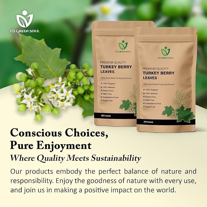 Turkey Berry Leaves - 100% Pure Dried Organic Leaves for Cooking Tea and Herbal Remedies