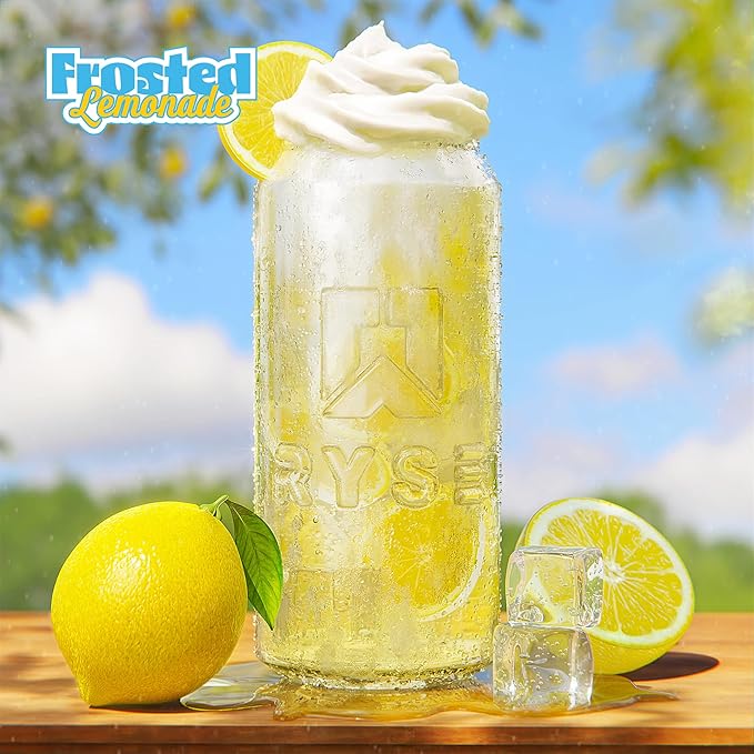RYSE Fuel Energy Drink - Frosted Lemonade - Sugar Free - 200mg Natural Caffeine New Formula to Supports Cognitive Health &amp Improves Focus - No Artificial Colors - 16 fl oz Cans (12-Pack)