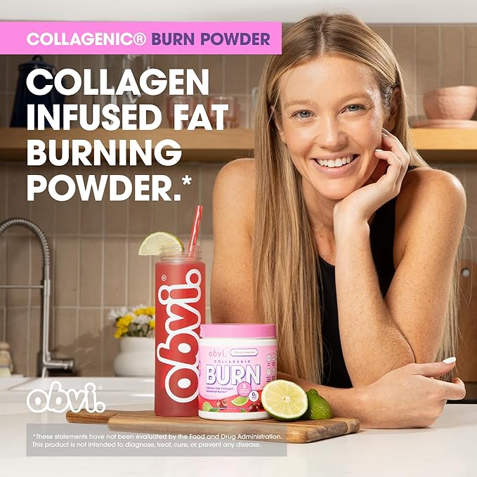 Obvi Collagenic Burn Powder | Multi-Collagen Peptide Blend with GBB Ashwagandha &amp Green Coffee | Pineapple Coconut 25 Servings