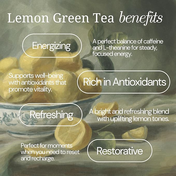Lemon Green Tea by Mindful Moon – Energizing Green Tea with Zesty Lemon Peel &amp Lemongrass – Caffeinated Loose Leaf (Large)