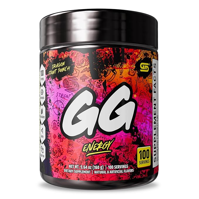 Gamer Supps GG Energy - Dragonfruit Punch (100 Servings) - Keto Friendly Gaming Energy and Nootropic Blend Sugar Free + Organic Caffeine + Vitamins Powder Drink