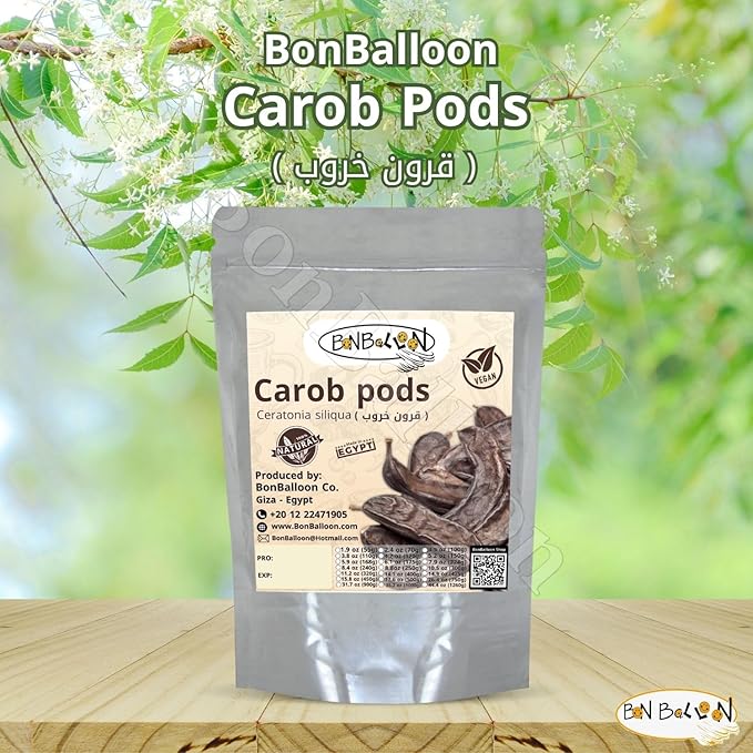 bonballoon Organic Raw Pure Natural Food 20 Pcs Carob Pods Whole ( 12 oz / 340 gm ) Ingredients Ceratonia Siliqua Caesalpinioideae Fabaceae Non Gmo Herbies Herbs Better Herbal Spices Eat Or Drink