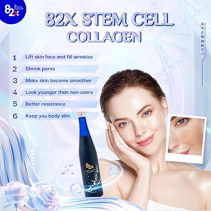 82X Stem Cell Collagen - Marine Collagen Peptides Liquid Drink for Skin Hair Nails from Japan with 82 Fermented Plants Vitamins Minerals &amp Supplements