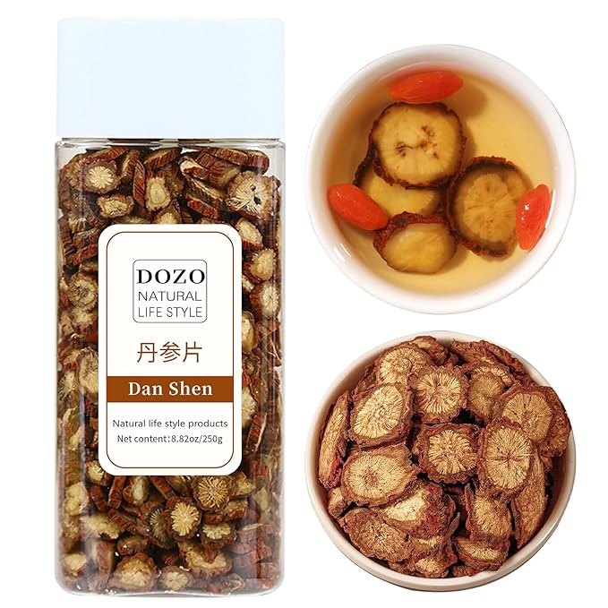 DOZO Dan Shen Root Tea 250g/8.82oz Salvia Miltiorrhiza Root Slices Red Sage Chinese Herbal Tea Sulfur Free No Additives 丹参 丹参片