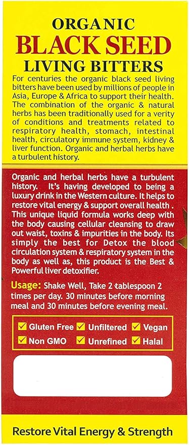 Essential Palace Organic Black Seed Detox Living Bitters 16 oz (1)