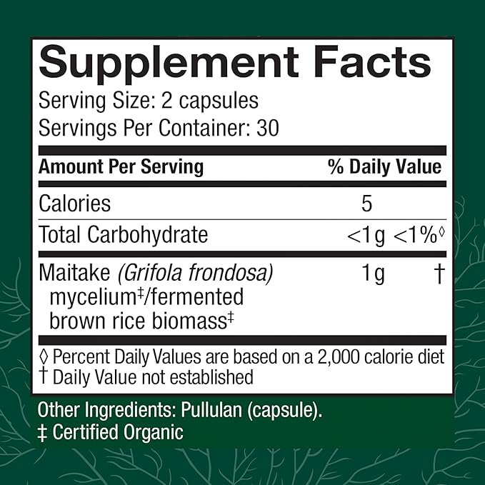 Host Defense Maitake Capsules - Immune &amp Cellular Health Support Supplement - Dietary Herbal Supplement with Maitake Mushroom &amp Mushroom Mycelium - 60 Capsules (30 Servings)*