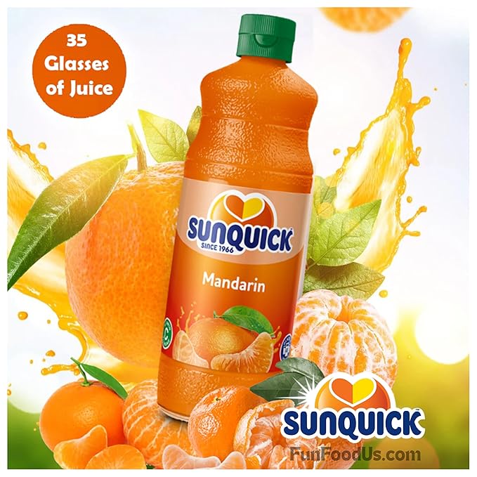 NEW! Sunquick Concentrate Mandarin Juice (700 ml Bottle) No Artificial Flavours Colours or Sweeteners Contains Vitamin A &amp C - MADE with Real Fruit - Natural Mandarin Flavourings