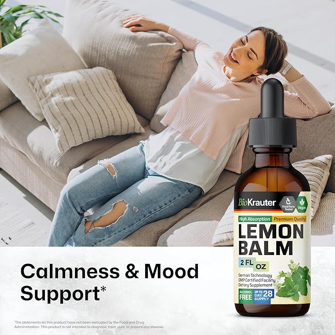 BIO KRAUTER Lemon Balm Tincture 2 Fl. Oz. &amp Ashwagandha 90 Gummies.