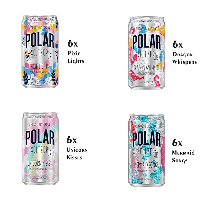 Polar Natural Seltzer Jr - The Impossibly Good Collection - No Sugar Juice or Sweeteners - 7.5 fl oz cans 24 Pack By All in One (Packaging May Vary)