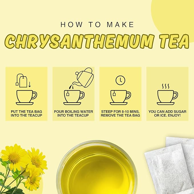 KHWAN’S TEA Chrysanthemum Flower Tea – Premium Herbal Tea Caffeine-Free Sun-Dried Flowers Soothing Aroma Perfect for Relaxation
