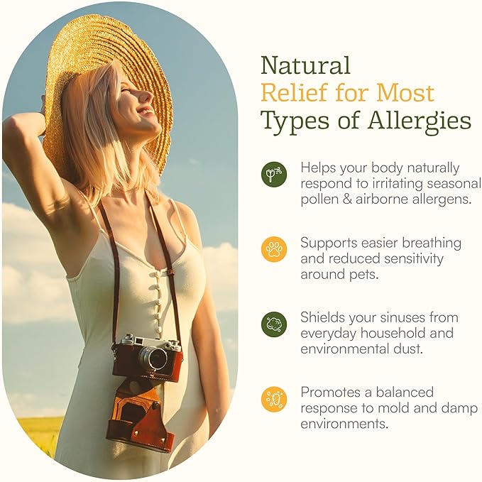 Histamine Shield Plus™ Natural Antihistamine Supplement for Adults Sinus &amp Allergy Relief for Pollen Pet Dander Dust Mold and Odors Quercetin with Bromelain &amp Stinging Nettle 120 Capsule