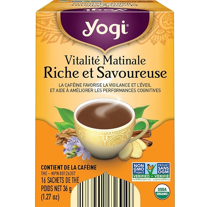 Yogi Tea Rich &amp Robust Morning Vitality (Pack 3) - 48 Tea Bags - Contains caffeine - Supports Energy - Inlcudes Roasted Chicory Cinnamon Ginger &amp More