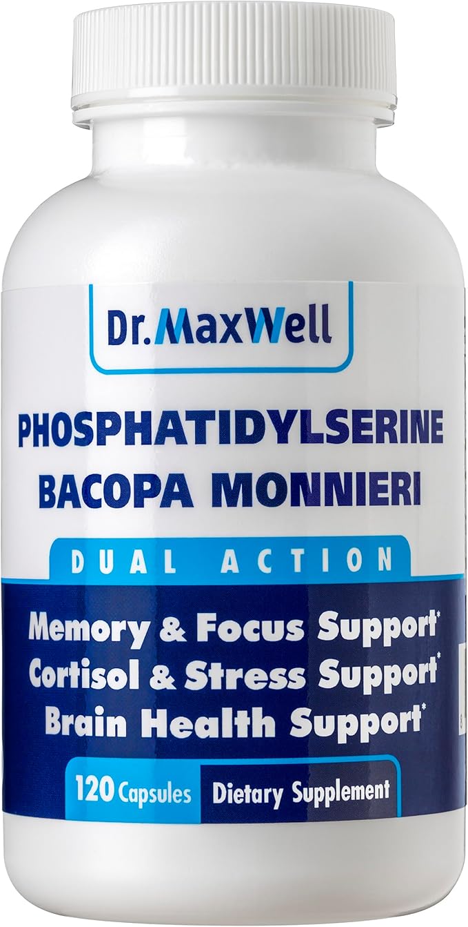 Phosphatidylserine &amp Bacopa Monnieri Better Than Each Alone. Phosphatidylserine Supplement 300mg No Fillers Soy Free 2in1 120 Capsules. Memory Support