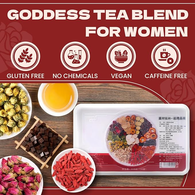 Goddess Tea Blend for Women 15 Cans Goddess Tea Blend Ginseng Treasure Ginseng EJiao Longan Herbal Tea Support Feminine Hormone Balance(1)