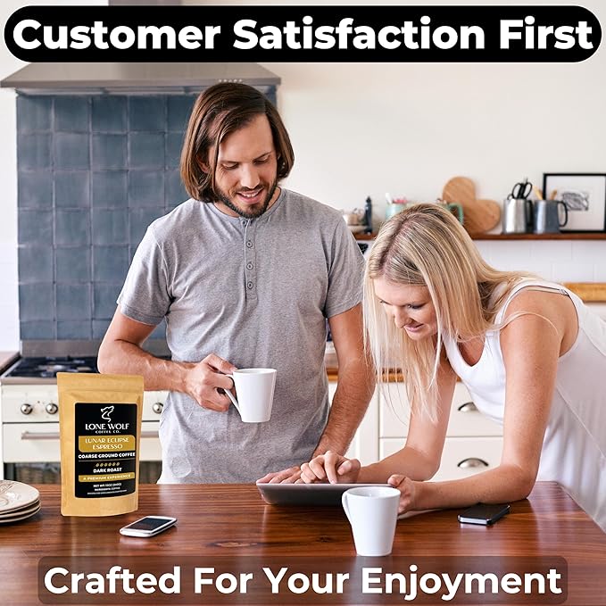 Lunar Eclipse Espresso - 3-Pack - Freshly Roasted After Your Order – Specialty Grade Low Acid Artisanal Dark Roast Coarse Ground Coffee No Bitterness Ethically Sourced – Pack of 3 (12 Ounces Each)