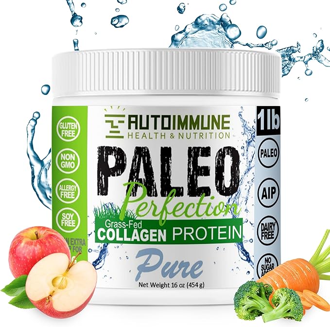 Paleo Perfection Pure Grass Fed Beef Collagen Protein Powder - Paleo Keto SCD &amp AIP Protein Powder - Collagen for Women &amp Men - Soy Gluten Dairy Free &amp Non GMO 1 lb Protein Powder